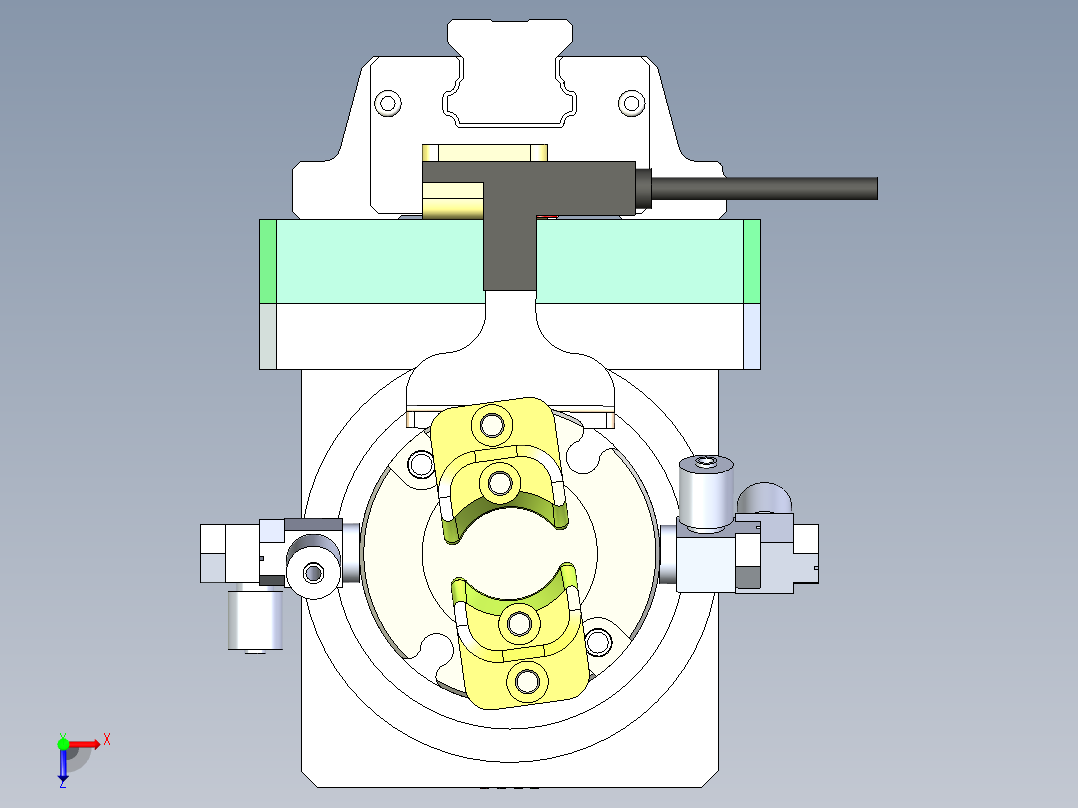 气爪旋转移动抓取气滑环结构物体运动俯视图