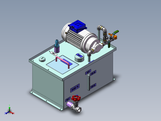 20L补油箱油泵液压站液位计正等轴测缩略图