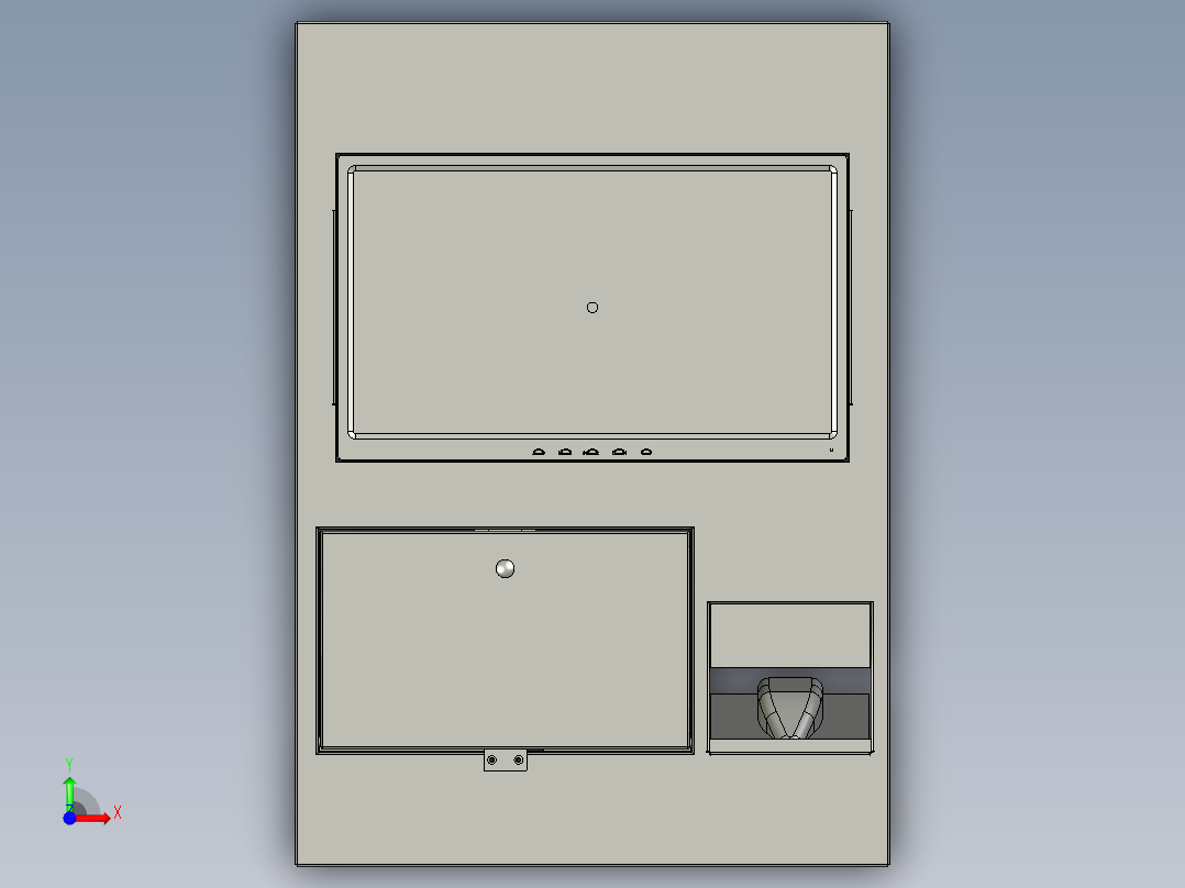 显示器键盘鼠标架前视图