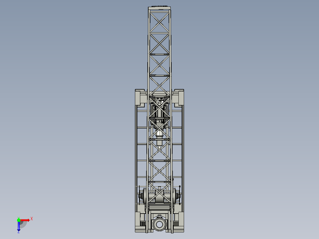 车载动力头水井钻机俯视图