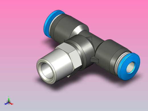 快插接头QST-1_8-4正等轴测缩略图