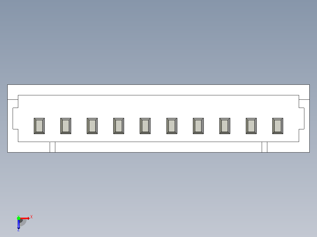 短款型直插头JST connector 1x10  P1.25mm thru hole wafer A2俯视图
