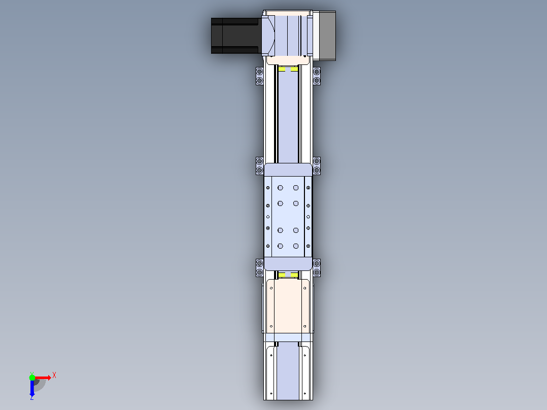 DMEB110-RUCR欧规同步带模组直线模组（电机右上折）[DMEB110-L13S350-DT750-C2U-RUCR]俯视图