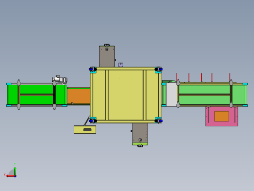 礼盒在线自动贴标机(扫码_双面贴标_出料机) 3D模型（SolidWorks设计，提供step(stp)_x_t文件）后视缩略图