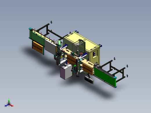 礼盒在线自动贴标机(扫码_双面贴标_出料机) 3D模型（SolidWorks设计，提供step(stp)_x_t文件）正等轴测缩略图