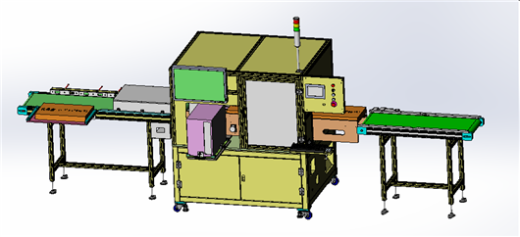 礼盒在线自动贴标机(扫码_双面贴标_出料机) 3D模型（SolidWorks设计，提供step(stp)_x_t文件）缩略图