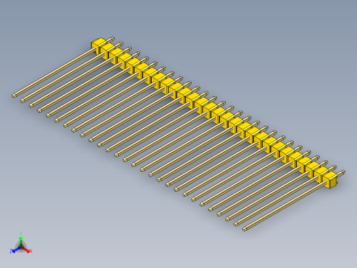 彩色公头100mil（2.54mm）系列-DS1021_yellow_1x28p_100mil_Type43_rev1.0正等轴测缩略图