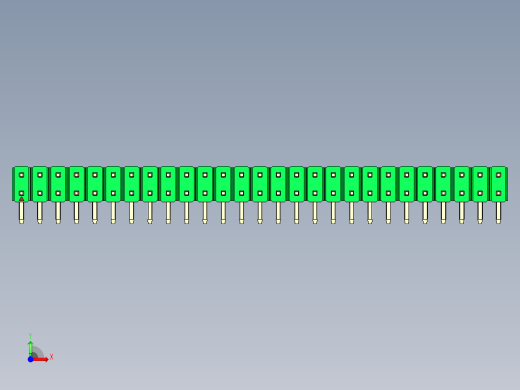 彩色公排针 100mil 2.54mm 系列-DS1022_green_2x27p_100mil_TypeD_rev1.0前视缩略图