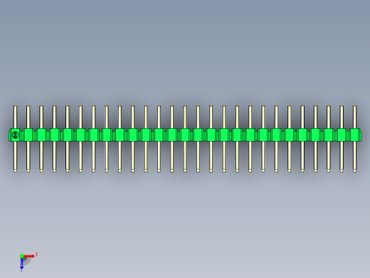 彩色公排针 100mil 2.54mm 系列-DS1022_green_2x27p_100mil_TypeD_rev1.0俯视缩略图