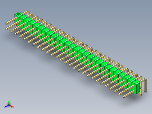 彩色公排针 100mil 2.54mm 系列-DS1022_green_2x27p_100mil_TypeD_rev1.0正等轴测缩略图