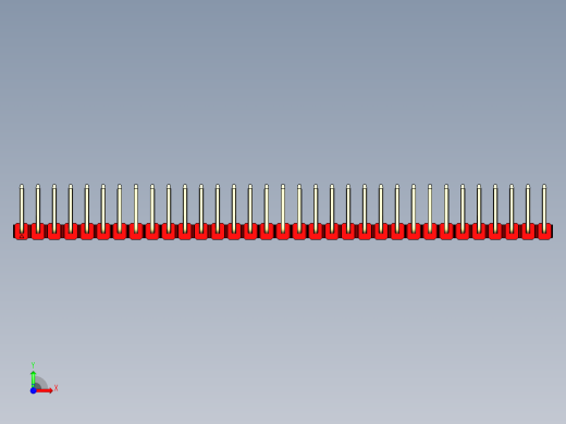 彩色公排针 100mil 2.54mm 系列-DS1022_red_33p_100mil_TypeU_rev1.0前视缩略图