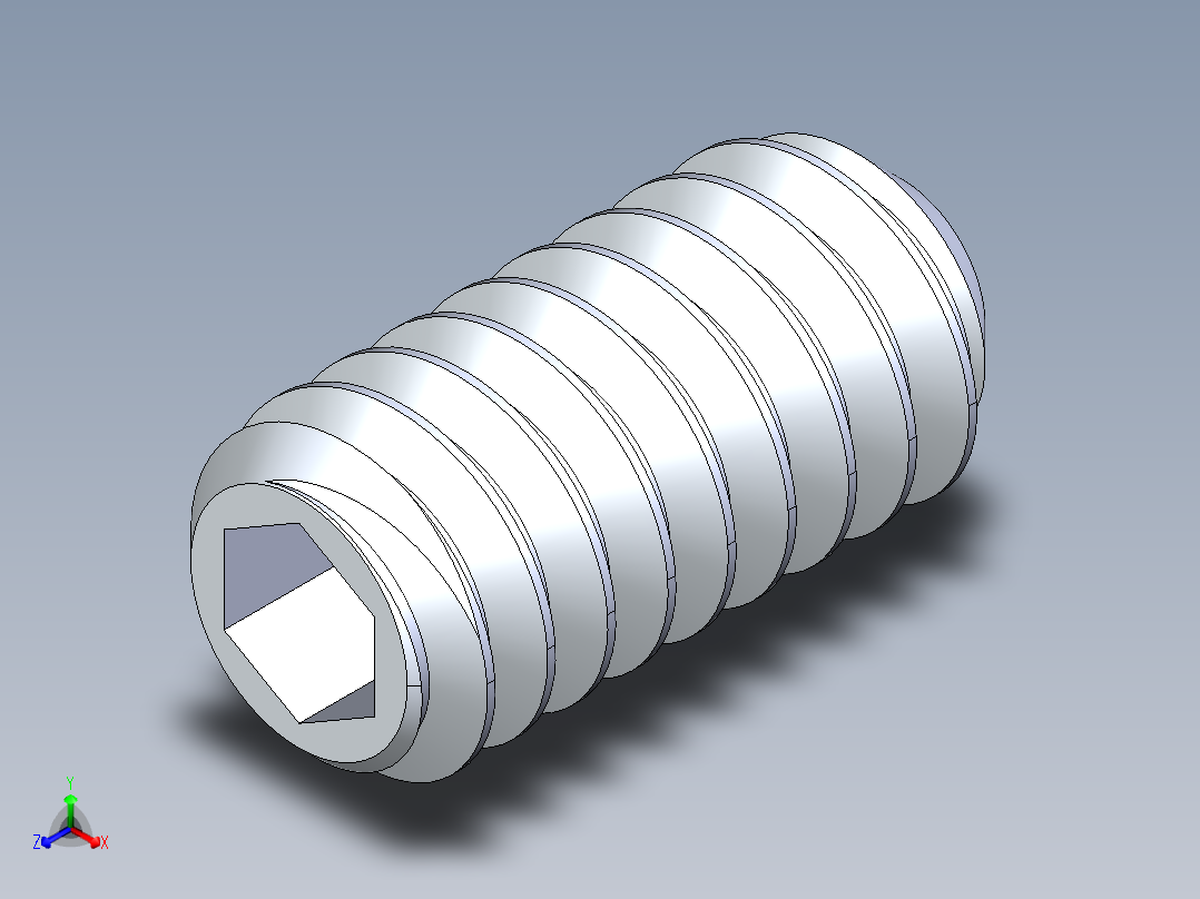 UNC 平头紧定螺钉-UNC SET SCREW 5-40 x0.250.STEP正等轴测图