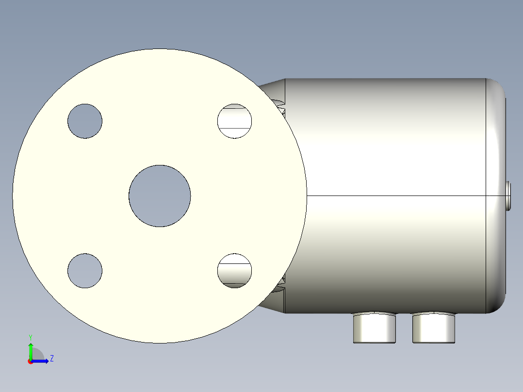 7DKPOMCP NC 气动隔膜阀常闭与固定法兰钻孔PN10 16。面对面根据EN 558-1 PP-H左视图