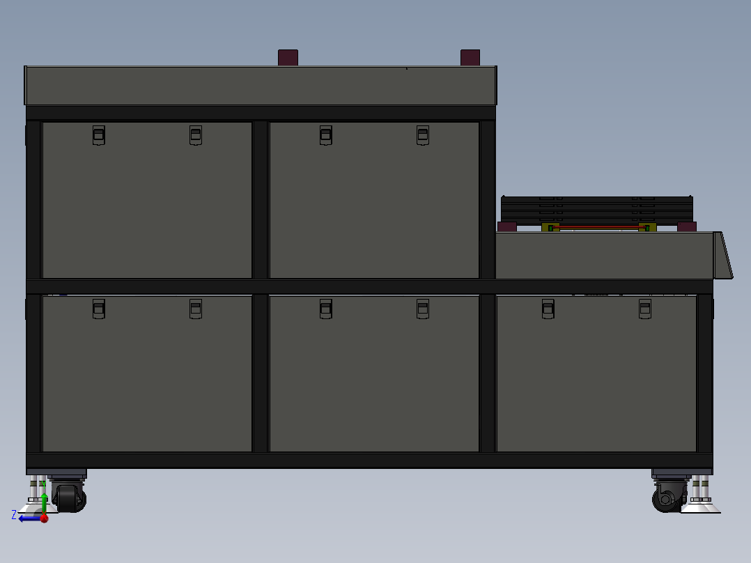 3c产品tray盘循环供料收料设备SW模型右视图