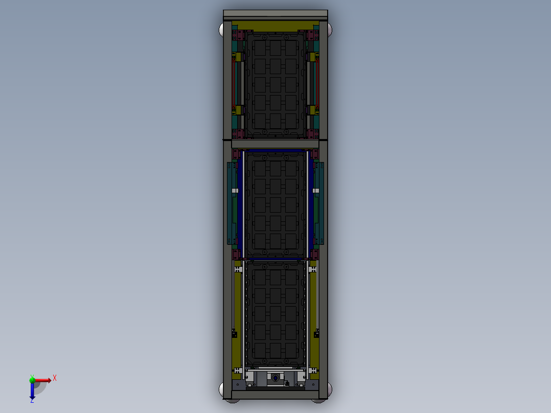 3c产品tray盘循环供料收料设备SW模型俯视图