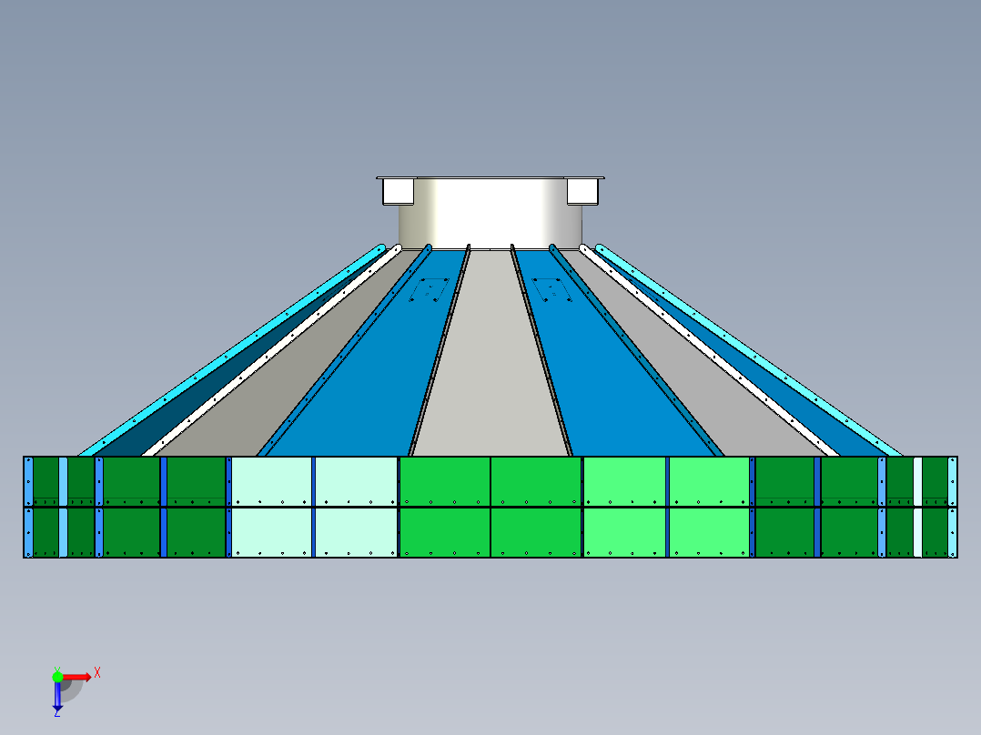 木片切屑筒仓底部卸料系统俯视图