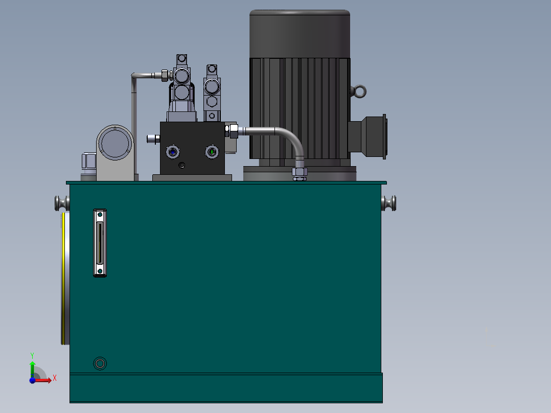 一种单作用液压站三维模型前视图
