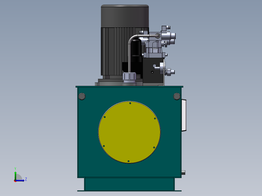 一种单作用液压站三维模型左视图