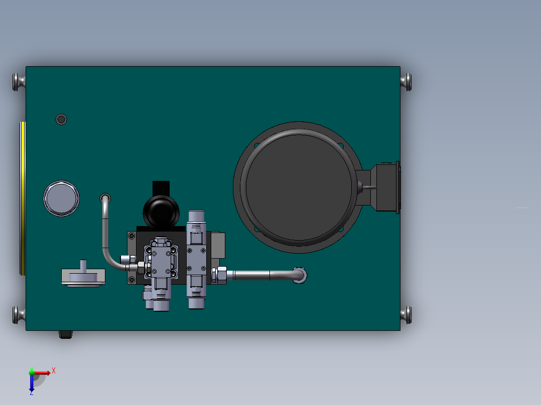 一种单作用液压站三维模型俯视图