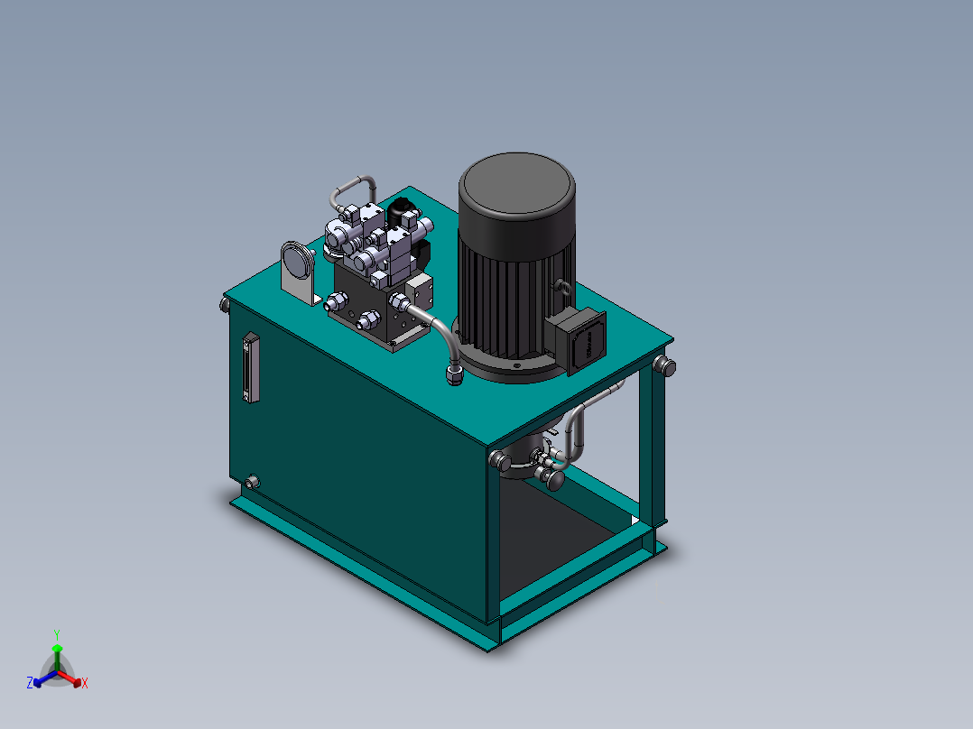 一种单作用液压站三维模型正等轴测图