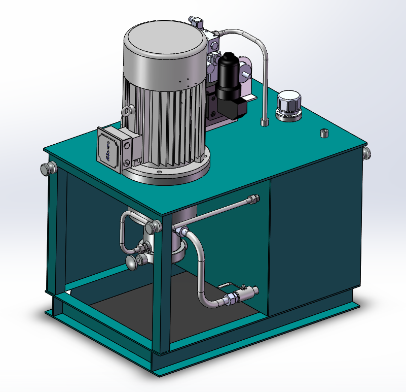 一种单作用液压站三维模型