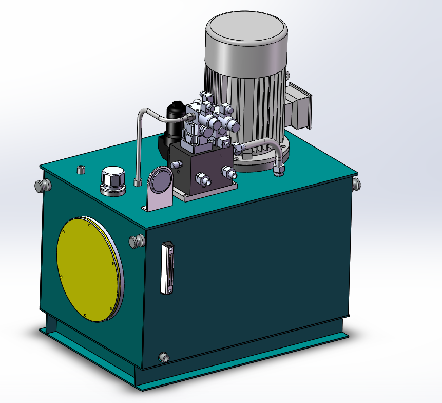 一种单作用液压站三维模型