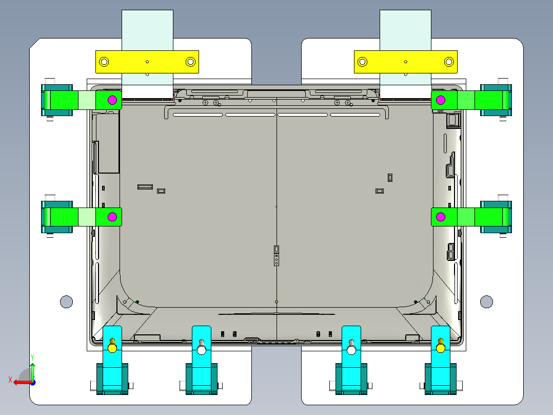 笔记本D壳孔位置度检具模型三维+CAD后视图