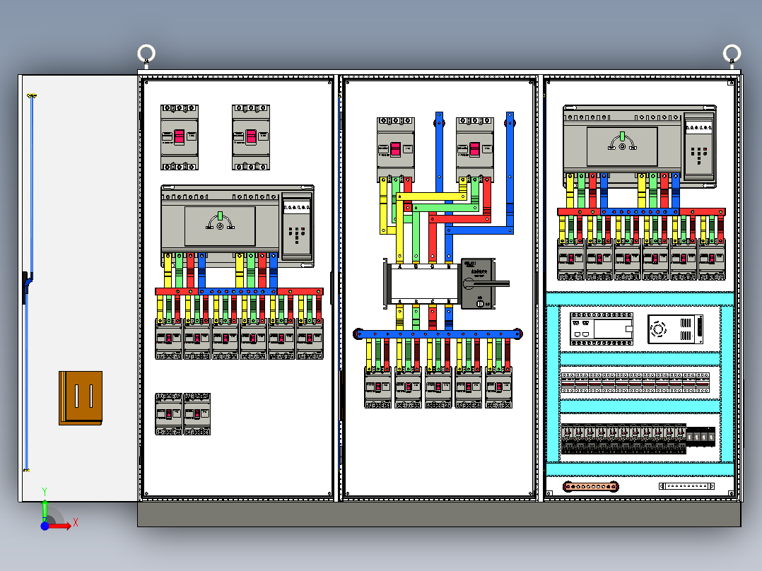 三柜组装双电源plc软启动控制柜 55385前视图