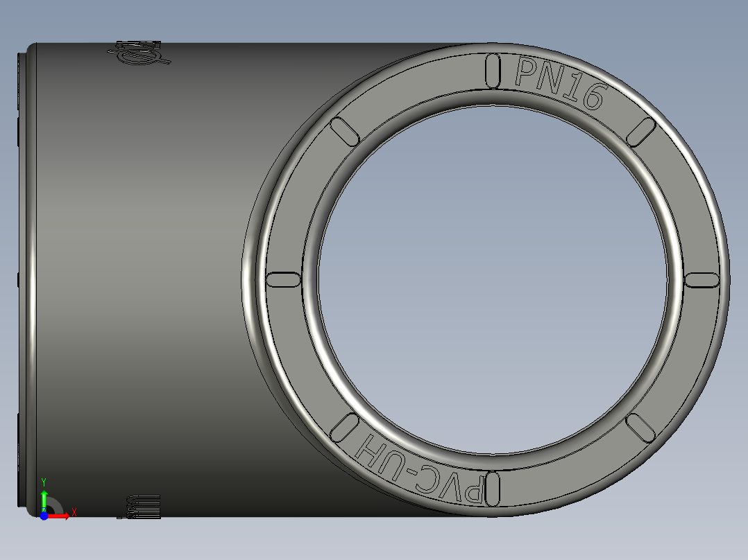 B3004441-三通，25毫米，uPVC，PN16，SO前视图