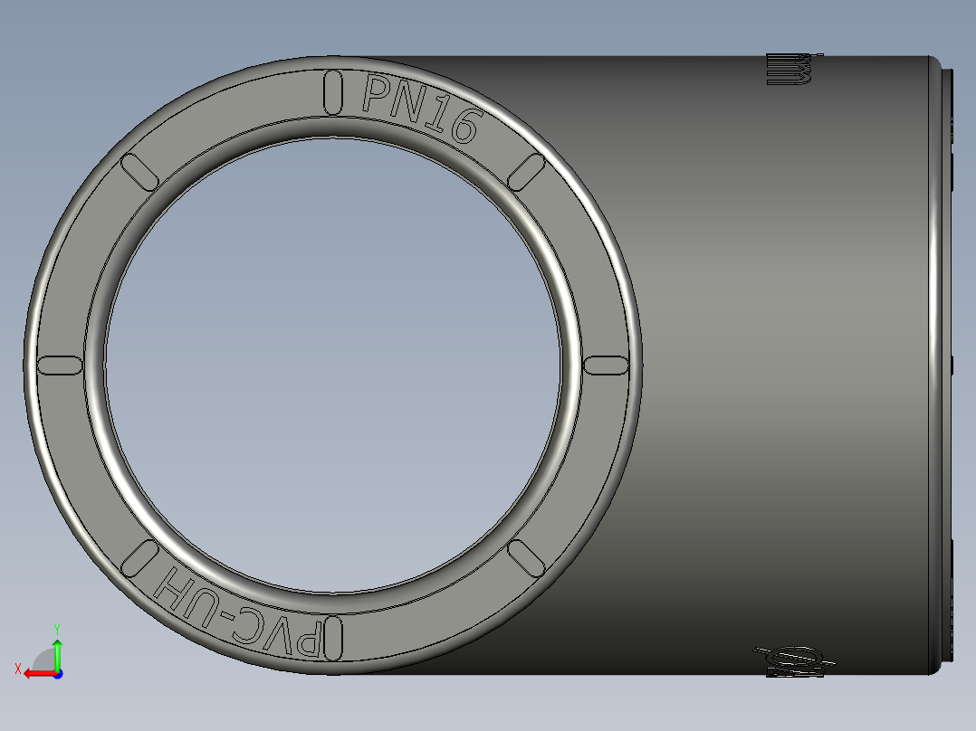 B3004441-三通，25毫米，uPVC，PN16，SO后视图