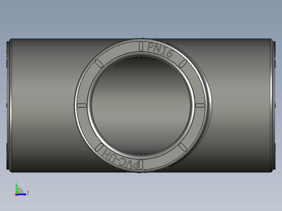 B3004441-三通，25毫米，uPVC，PN16，SO左视图