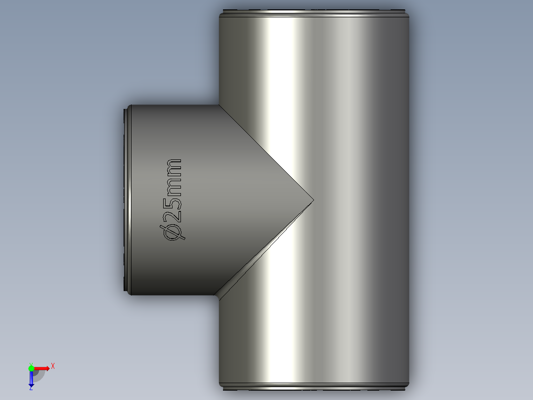 B3004441-三通，25毫米，uPVC，PN16，SO俯视图