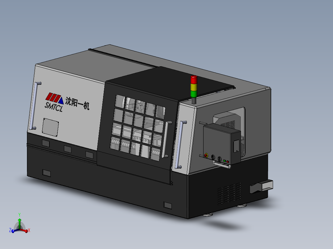 国内某品牌双轴数控车床逆向工程3D模型图纸 Solidworks设计