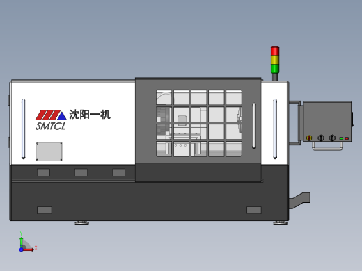 国内某品牌双轴数控车床逆向工程3D模型图纸 Solidworks设计前视缩略图