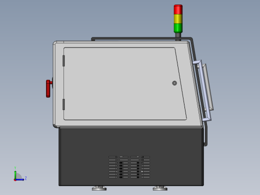 国内某品牌双轴数控车床逆向工程3D模型图纸 Solidworks设计左视缩略图