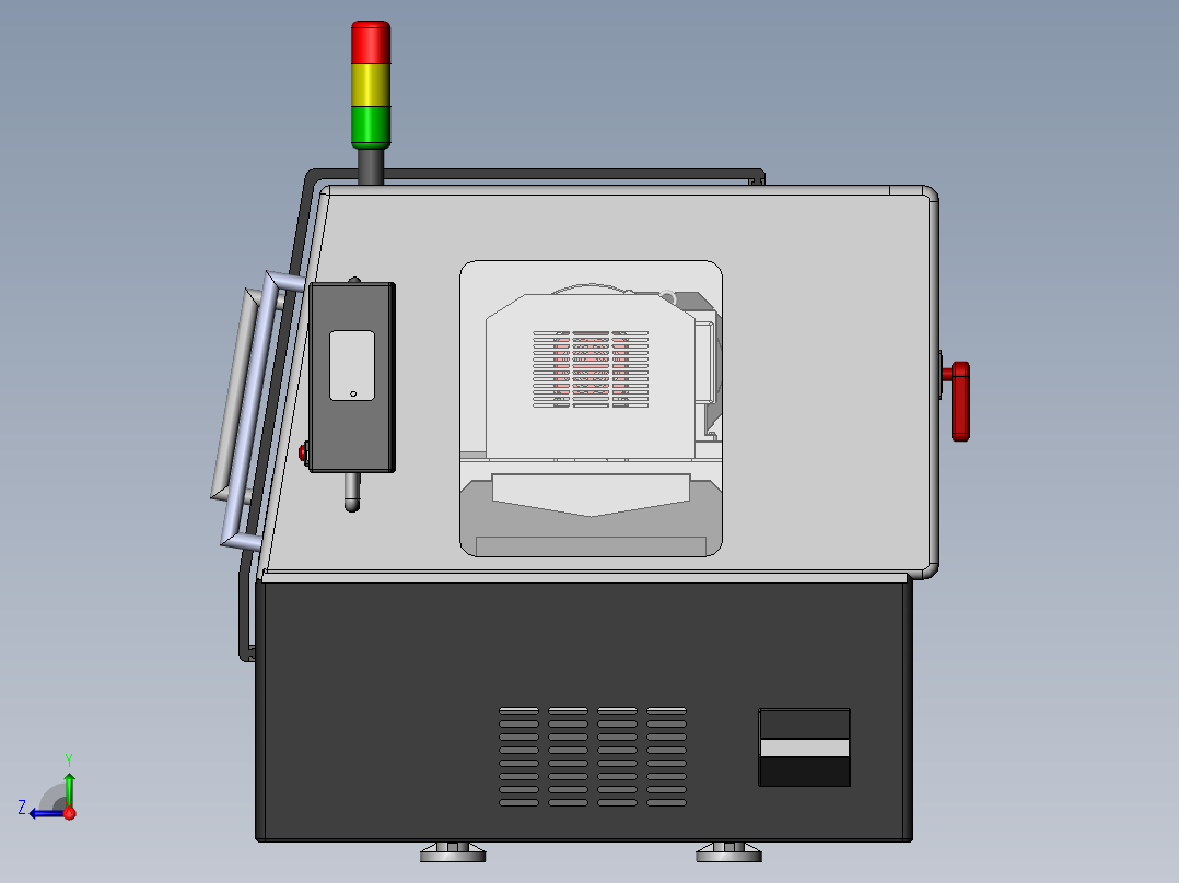 国内某品牌双轴数控车床逆向工程3D模型图纸 Solidworks设计右视图