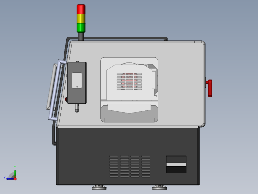国内某品牌双轴数控车床逆向工程3D模型图纸 Solidworks设计右视缩略图