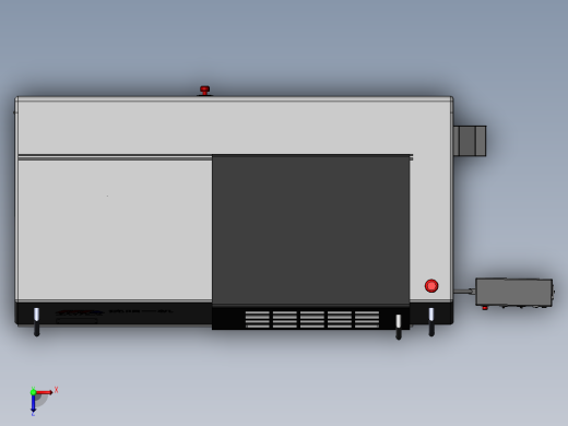 国内某品牌双轴数控车床逆向工程3D模型图纸 Solidworks设计俯视缩略图