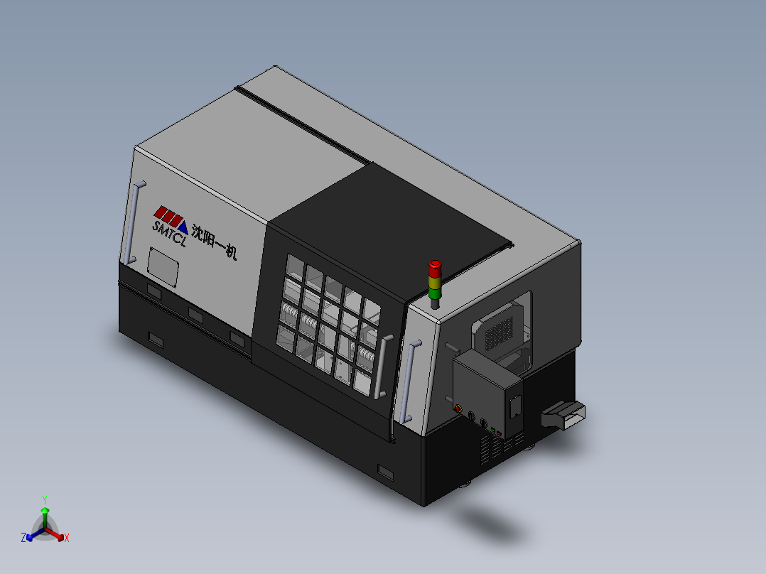 国内某品牌双轴数控车床逆向工程3D模型图纸 Solidworks设计正等轴测图
