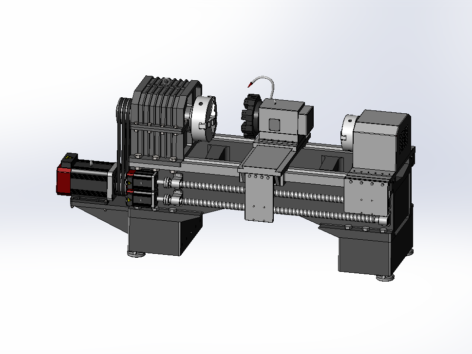 国内某品牌双轴数控车床逆向工程3D模型图纸 Solidworks设计