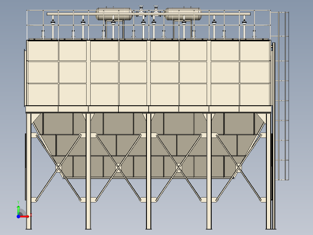 PPCS96-2×8气箱式脉冲袋式除尘器前视图