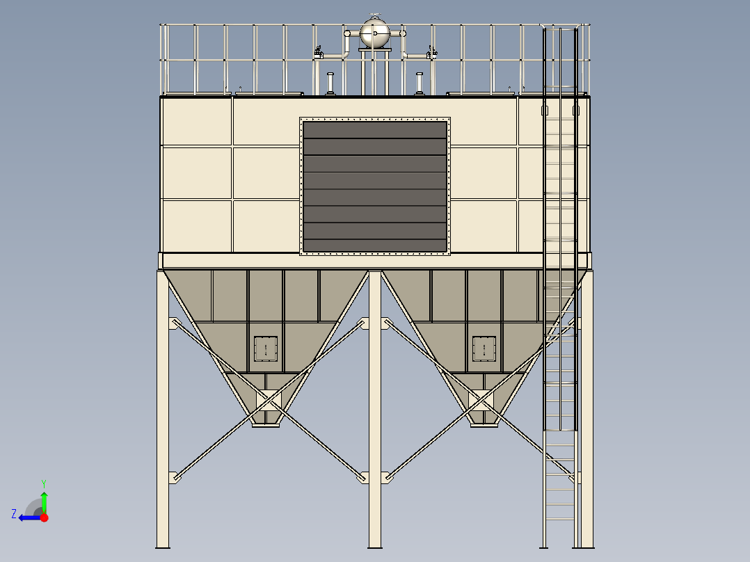 PPCS96-2×8气箱式脉冲袋式除尘器右视图