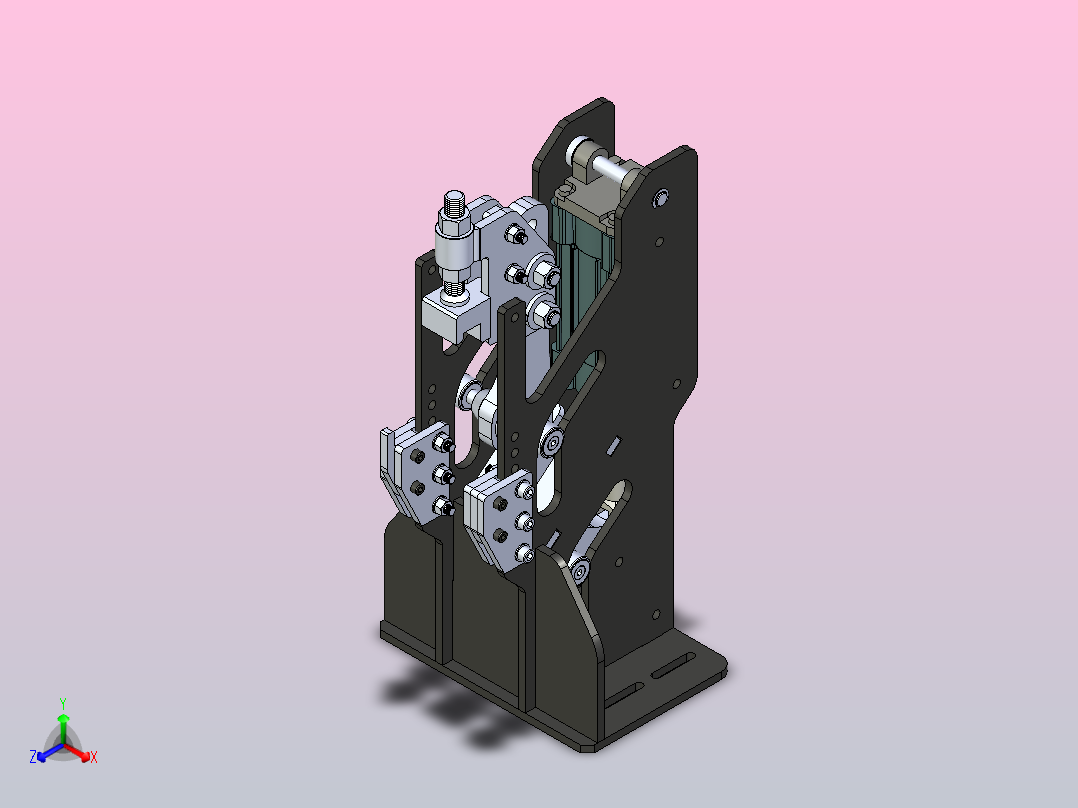 垂直气动压力夹正等轴测图
