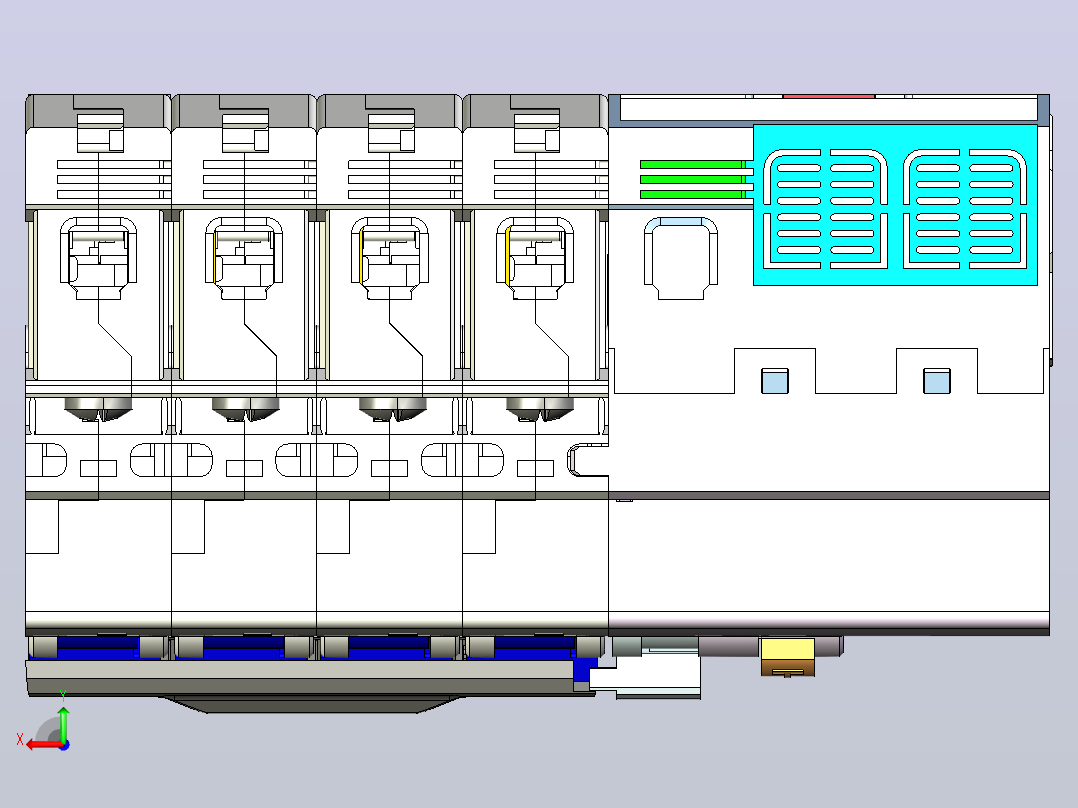 NB1LE-40 4P剩余电流动作断路器三维模型202309后视图