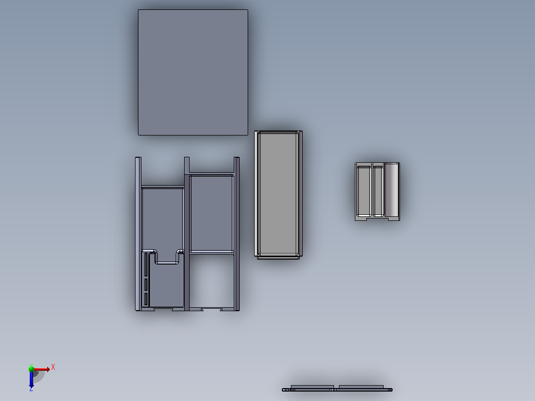 桌下抽屉3D打印零件俯视图