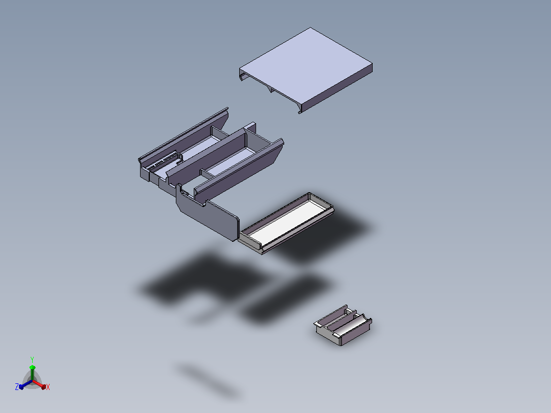 桌下抽屉3D打印零件正等轴测图