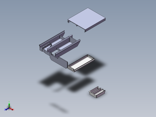 桌下抽屉3D打印零件正等轴测缩略图