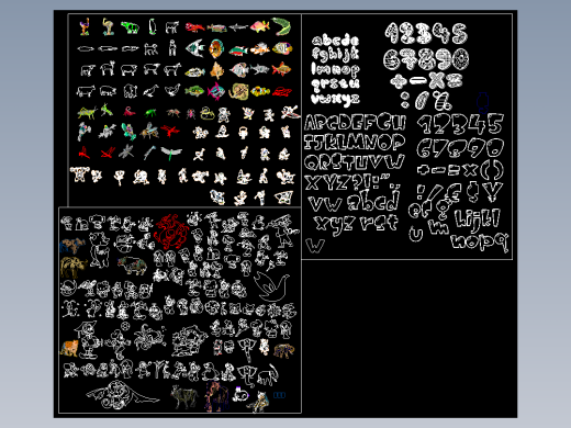 CAD图形库鱼鸟动物人物卡通图块1501款