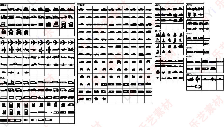 CAD图形库鱼鸟动物人物卡通图块1501款