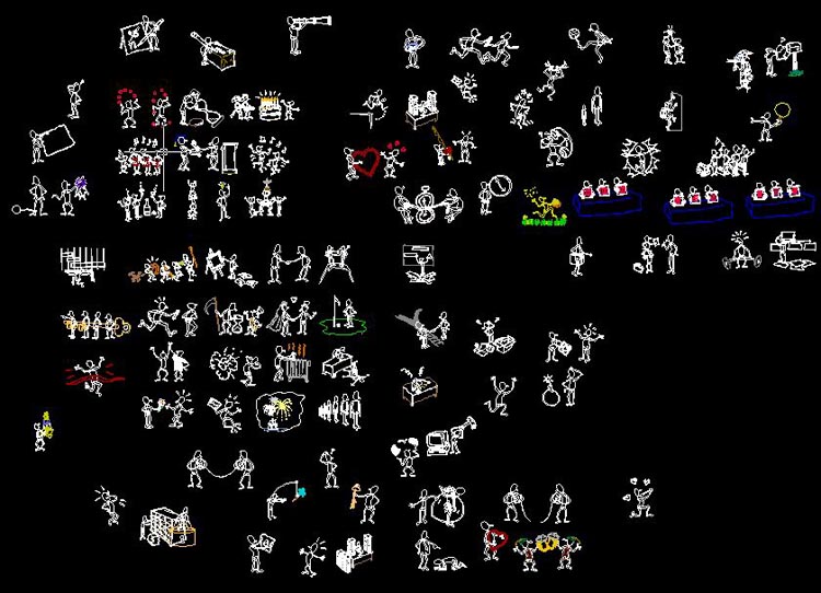 CAD图形库鱼鸟动物人物卡通图块1501款